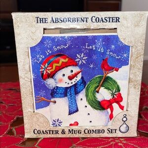 Festive Snowman Coaster & Mug Combo Set